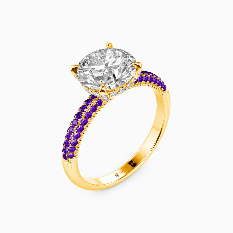 "Meine Schöne" 3ct Rund-Schliff Seitenstein-Verlobungsring