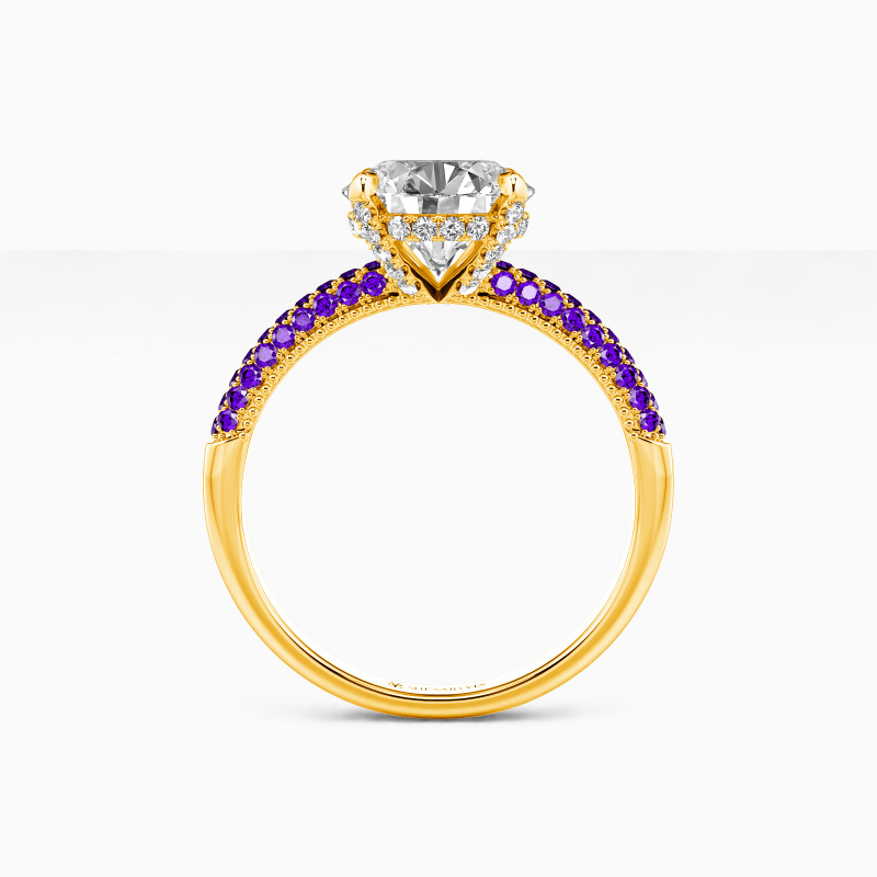 "Meine Schöne" 3ct Rund-Schliff Seitenstein-Verlobungsring