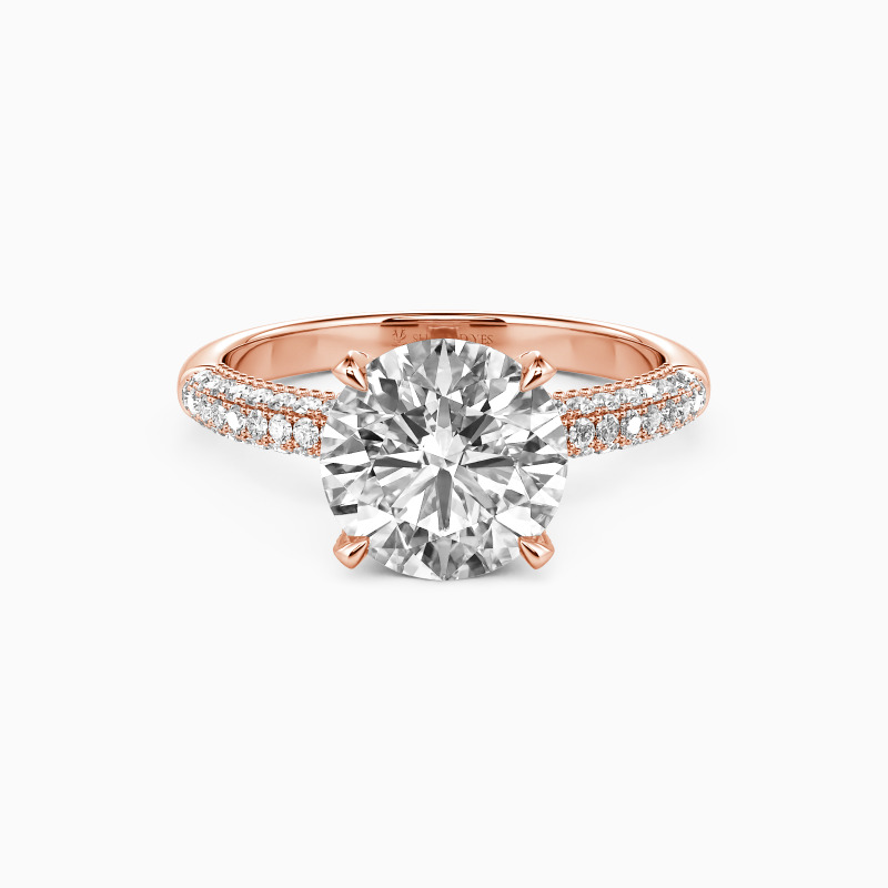 "My Pretty" Round Cut Side Stone Engagement Ring