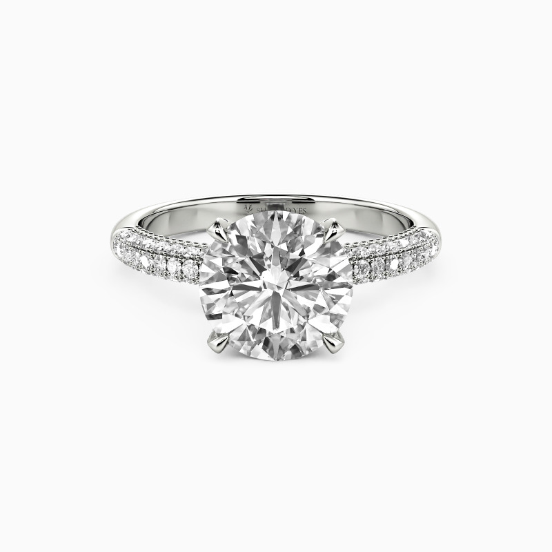 "My Pretty" 2ct Round Cut Side Stone Engagement Ring
