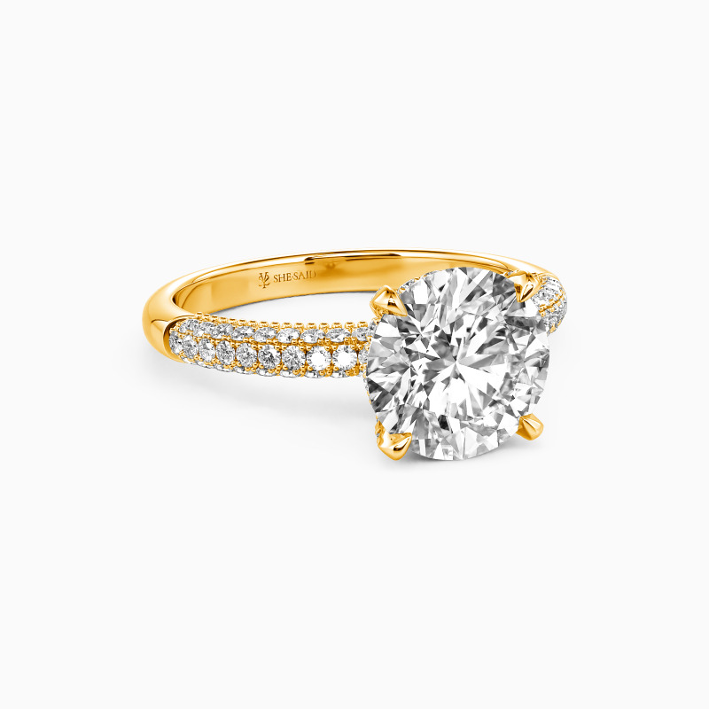"My Pretty" 2ct Round Cut Side Stone Engagement Ring