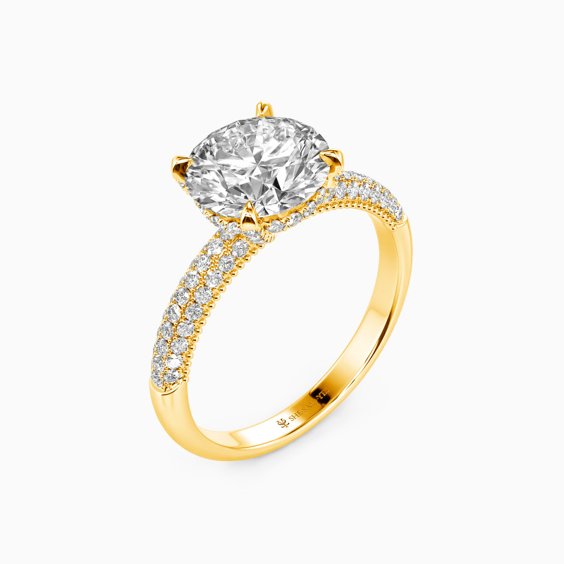 "My Pretty" 2ct Round Cut Side Stone Engagement Ring