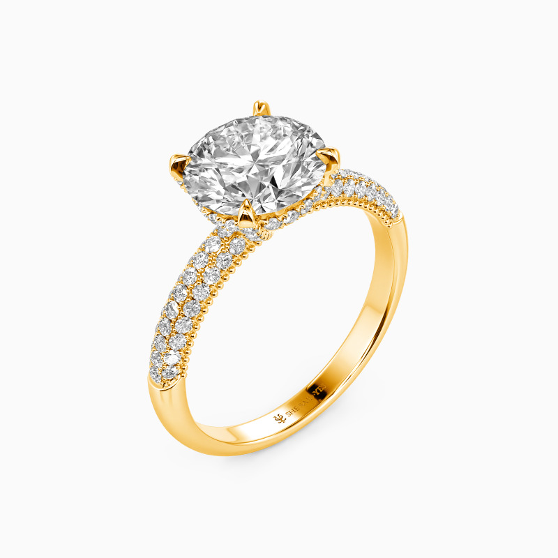 "My Pretty" 2ct Round Cut Side Stone Engagement Ring