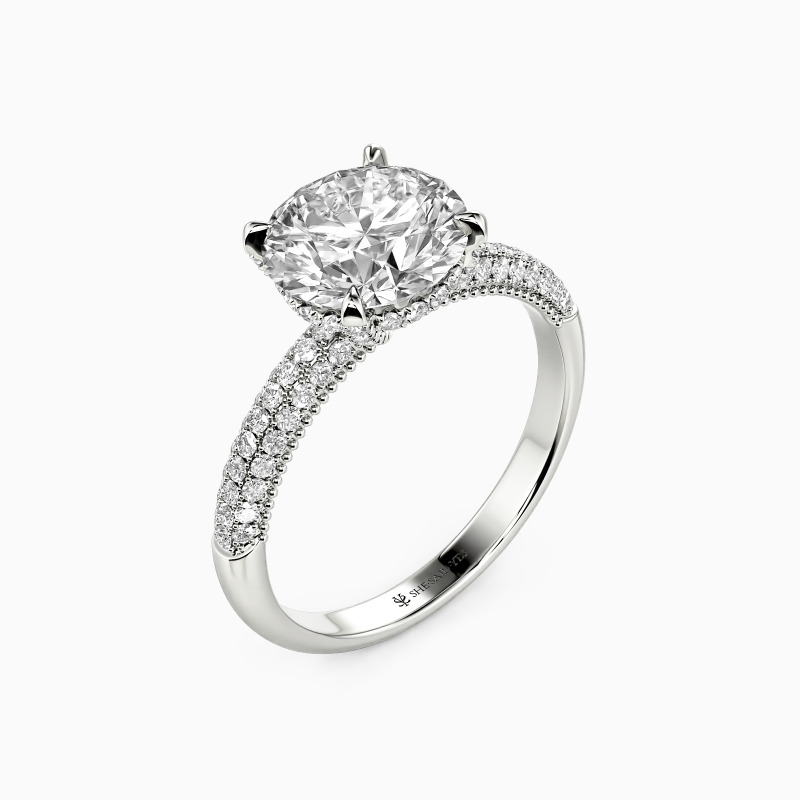 "My Pretty" 2ct Round Cut Side Stone Engagement Ring