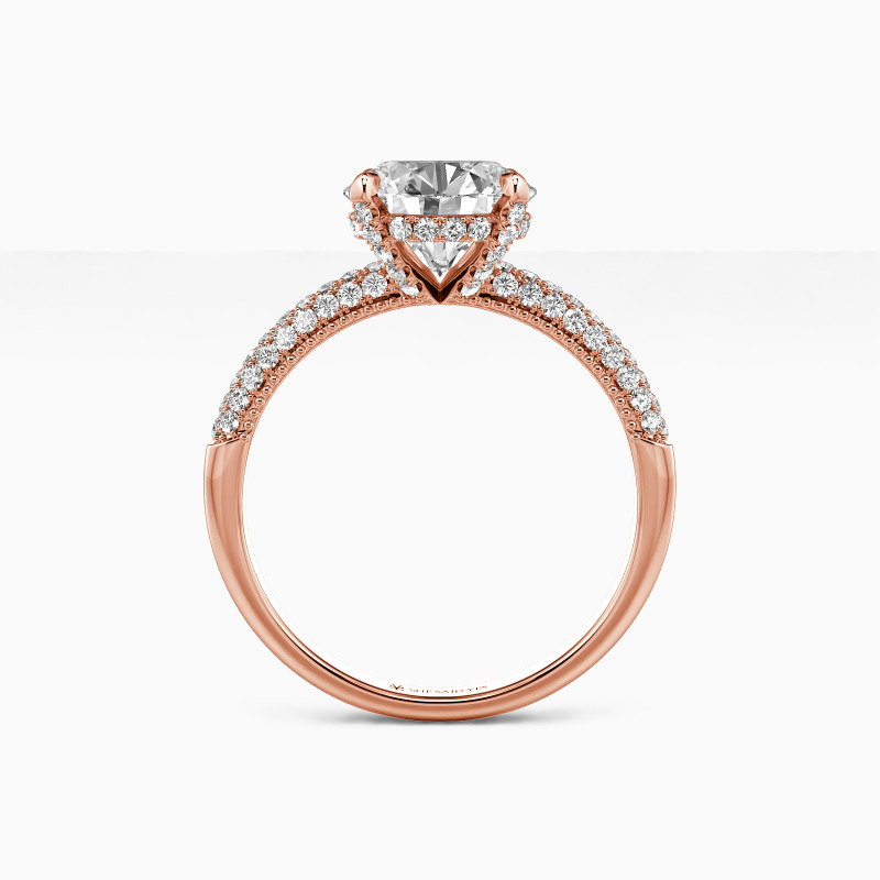 "My Pretty" Round Cut Side Stone Engagement Ring