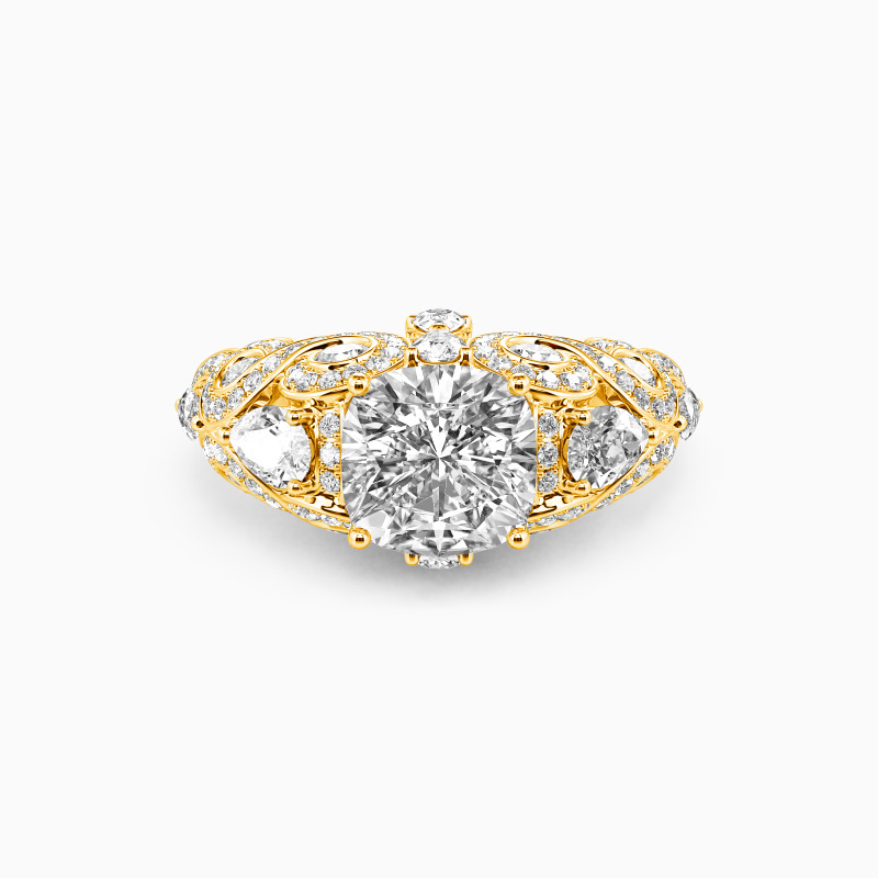 "My Keen Affection" Cushion Cut Side Stone Engagement Ring