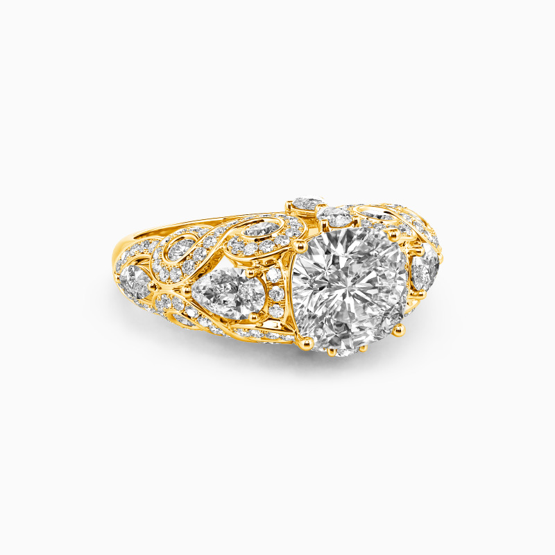 "My Keen Affection" Cushion Cut Side Stone Engagement Ring
