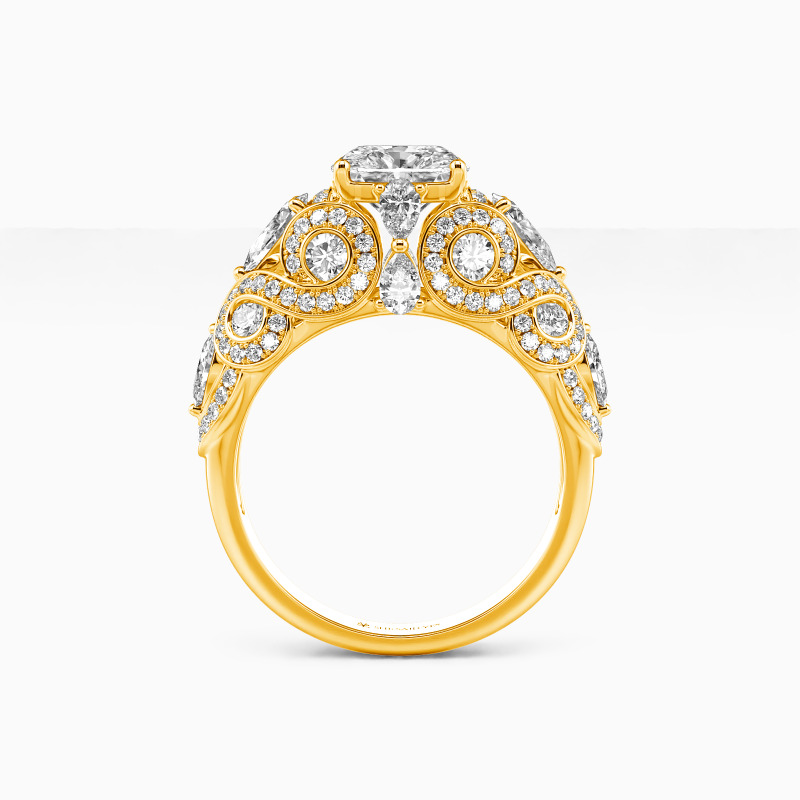 "My Keen Affection" Cushion Cut Side Stone Engagement Ring