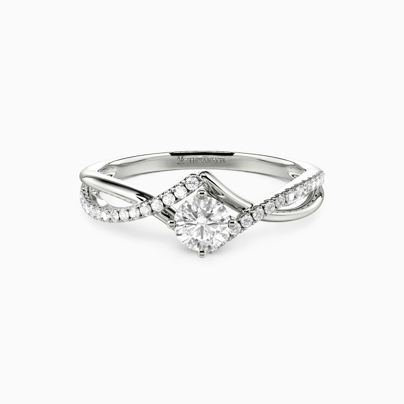 "I Will Love You Past Forever" 0.3ct Round Cut Side Stone Engagement Ring