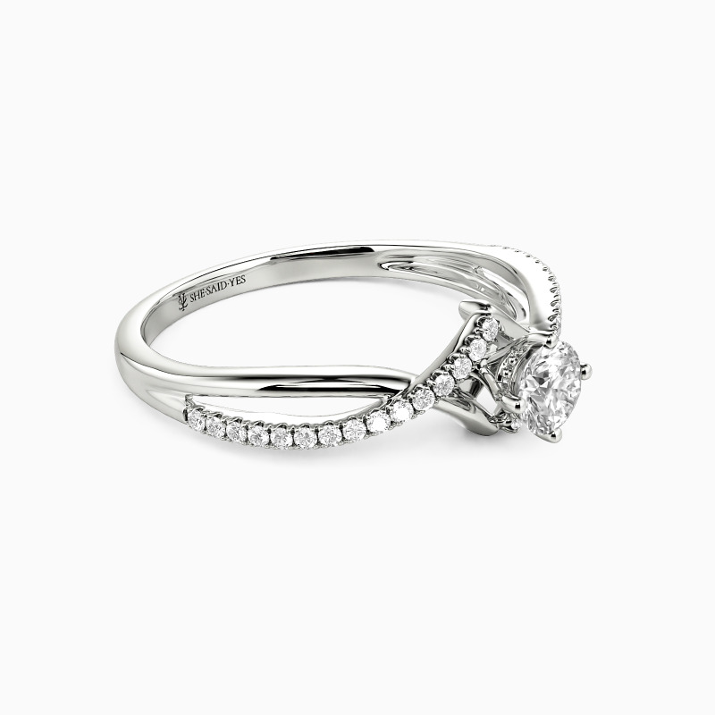 "I Will Love You Past Forever" 0.3ct Round Cut Side Stone Engagement Ring