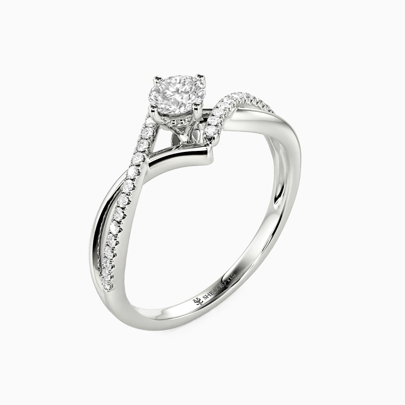 "I Will Love You Past Forever" 0.3ct Round Cut Side Stone Engagement Ring