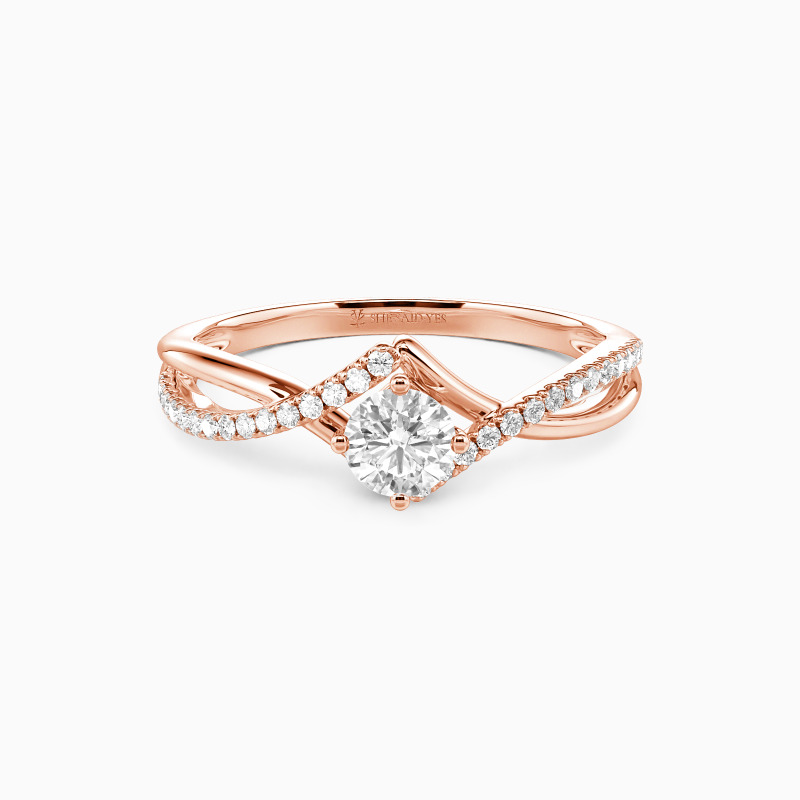 "I Will Love You Past Forever" 0.8ct Round Cut Side Stone Engagement Ring