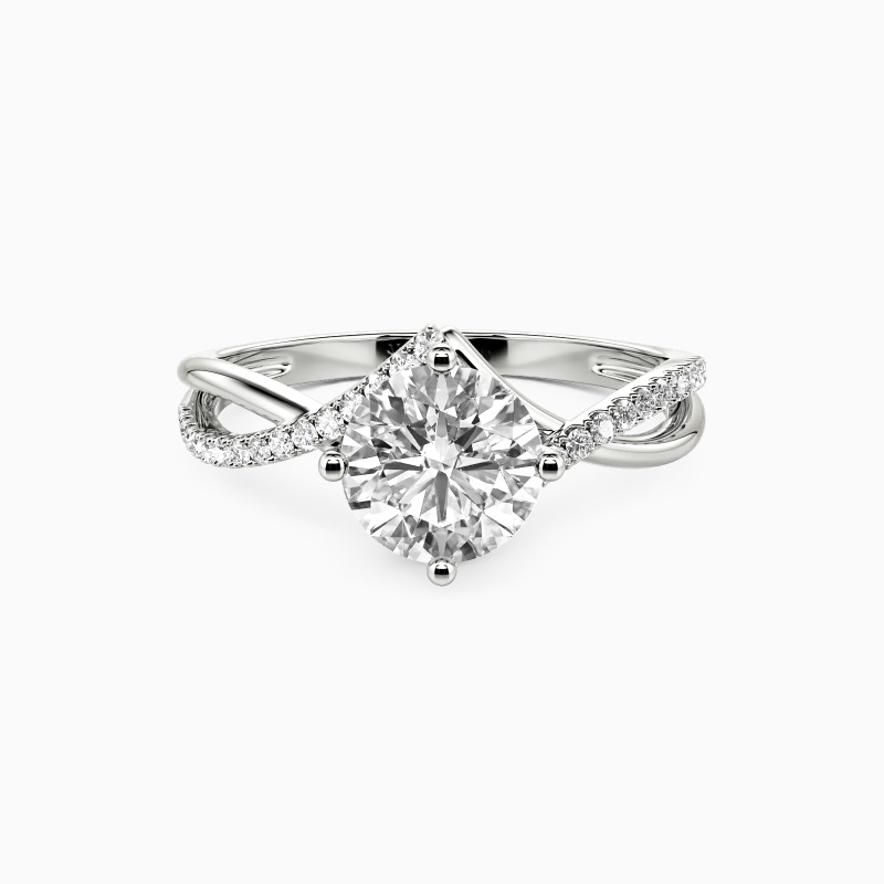 "I Will Love You Past Forever" Round Cut Side Stone Engagement Ring