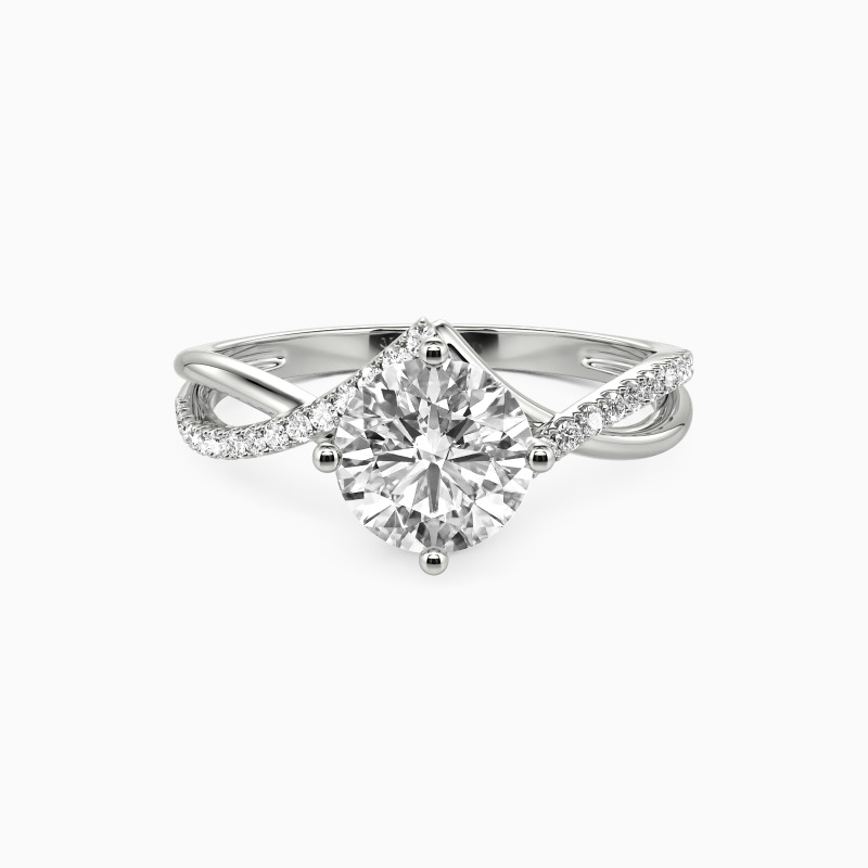 "I Will Love You Past Forever" Round Cut Side Stone Engagement Ring