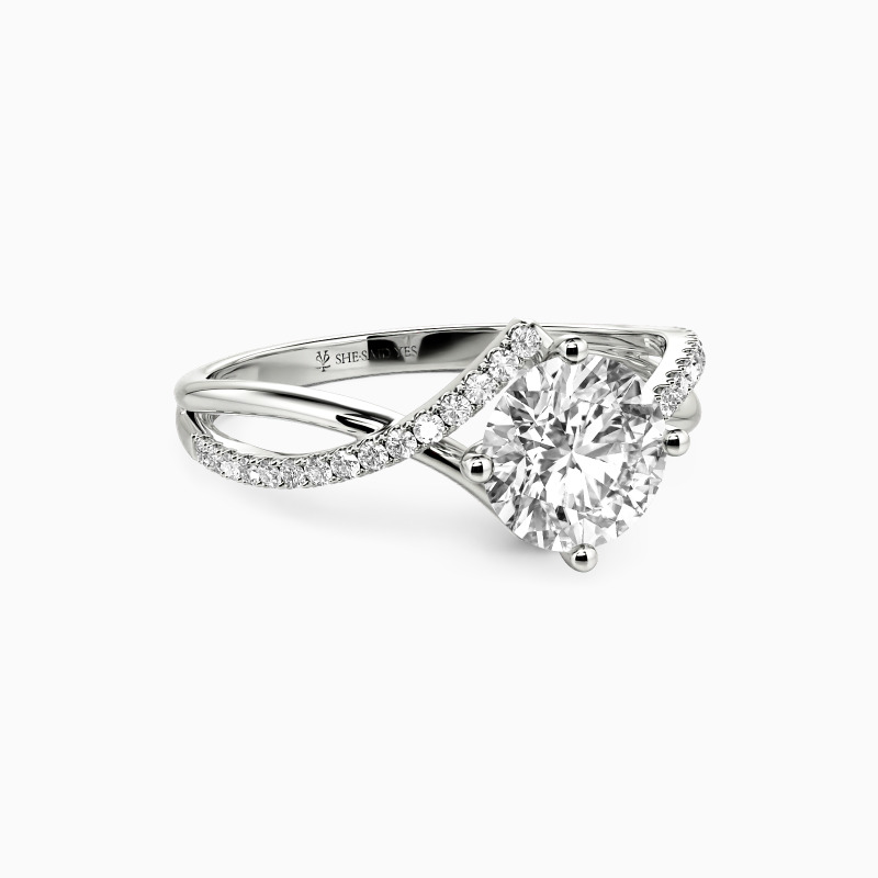 "I Will Love You Past Forever" Round Cut Side Stone Engagement Ring