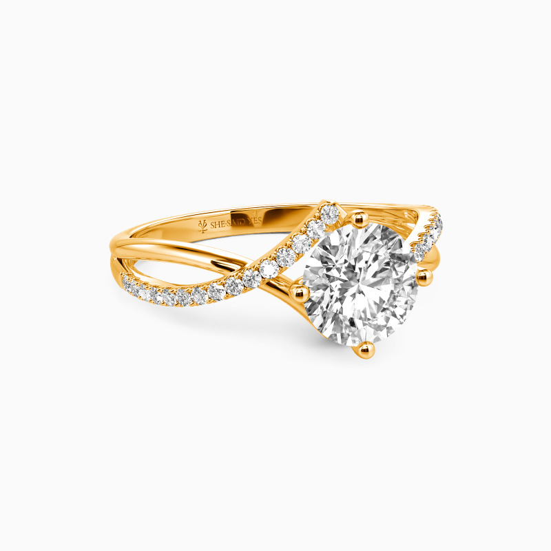 "I Will Love You Past Forever" Round Cut Side Stone Engagement Ring
