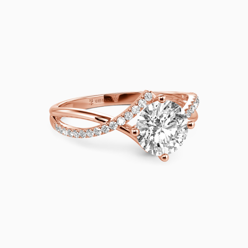 "I Will Love You Past Forever" Round Cut Side Stone Engagement Ring
