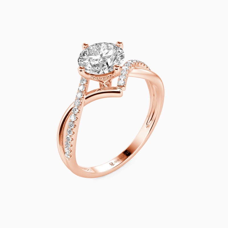 "I Will Love You Past Forever" Round Cut Side Stone Engagement Ring