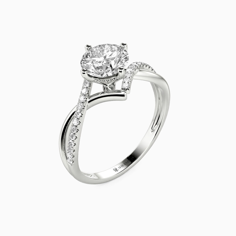 "I Will Love You Past Forever" Round Cut Side Stone Engagement Ring