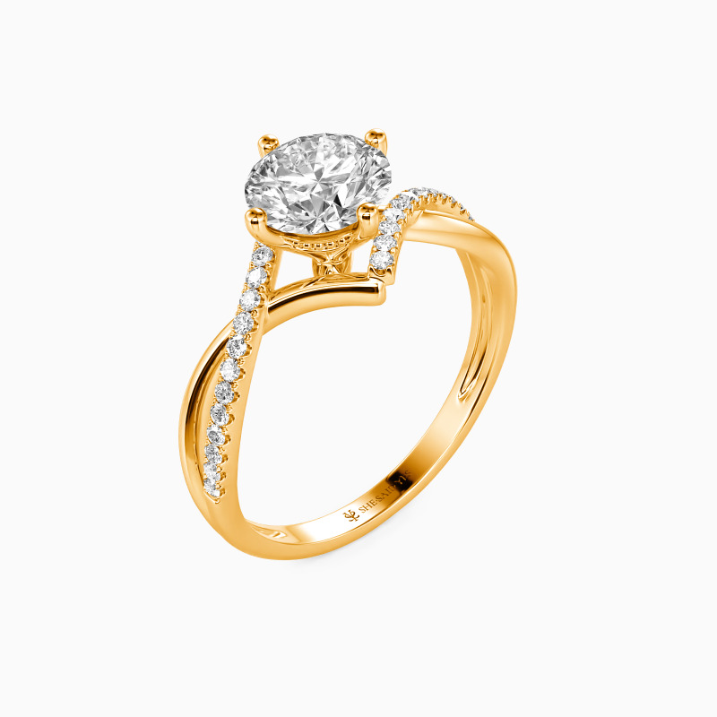 "I Will Love You Past Forever" Round Cut Side Stone Engagement Ring