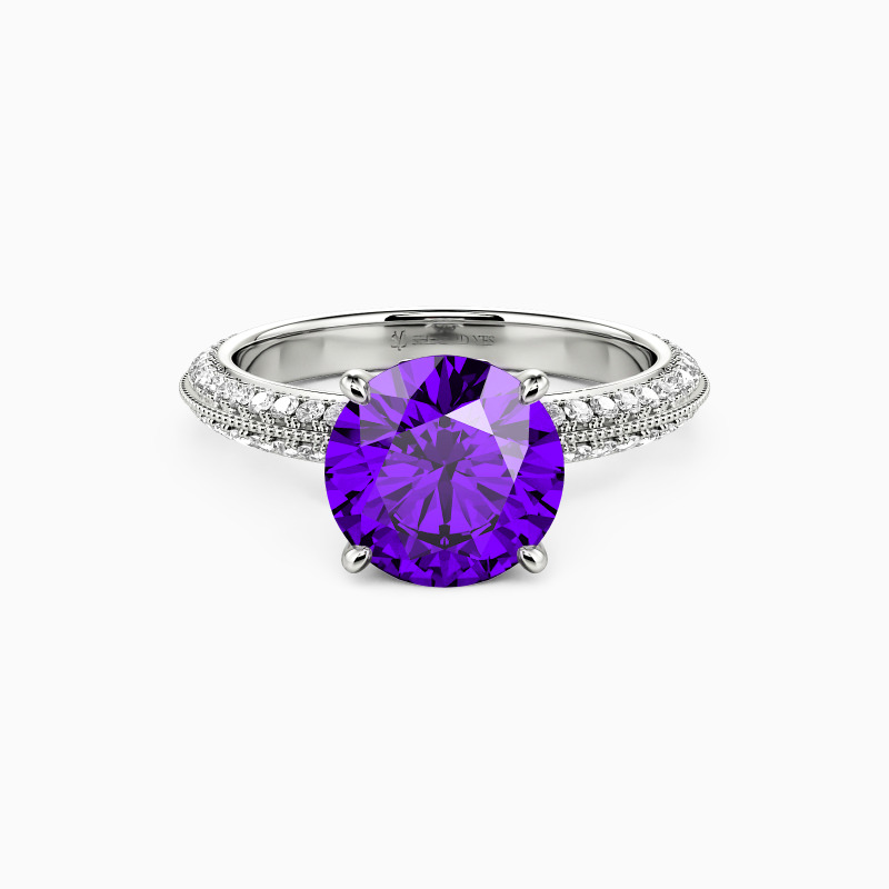 "Every Moment of Love" Round Cut Side Stone Engagement Ring