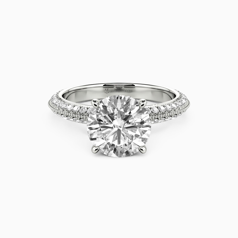"Every Moment of Love" Round Cut Side Stone Engagement Ring