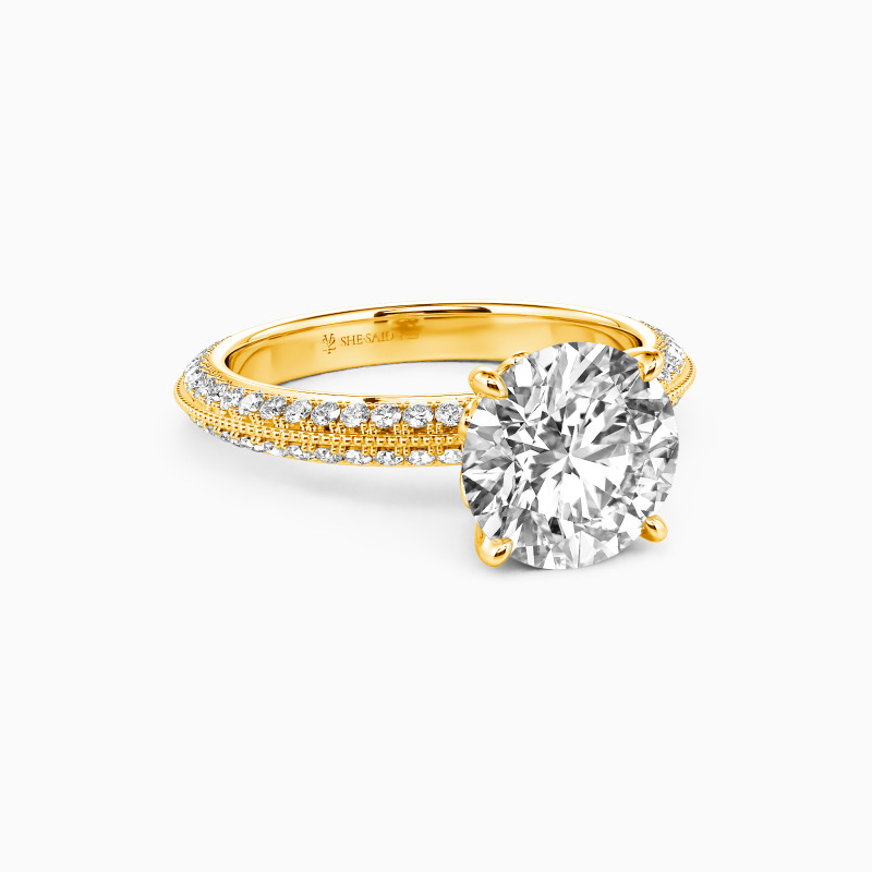 "Every Moment of Love" Round Cut Side Stone Engagement Ring