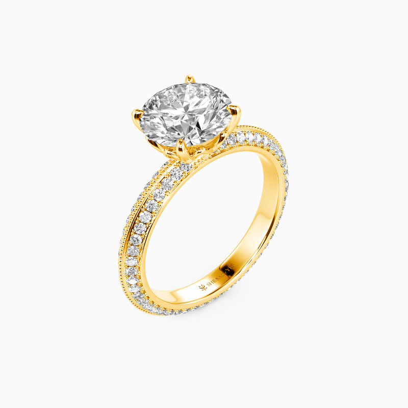 "Every Moment of Love" Round Cut Side Stone Engagement Ring