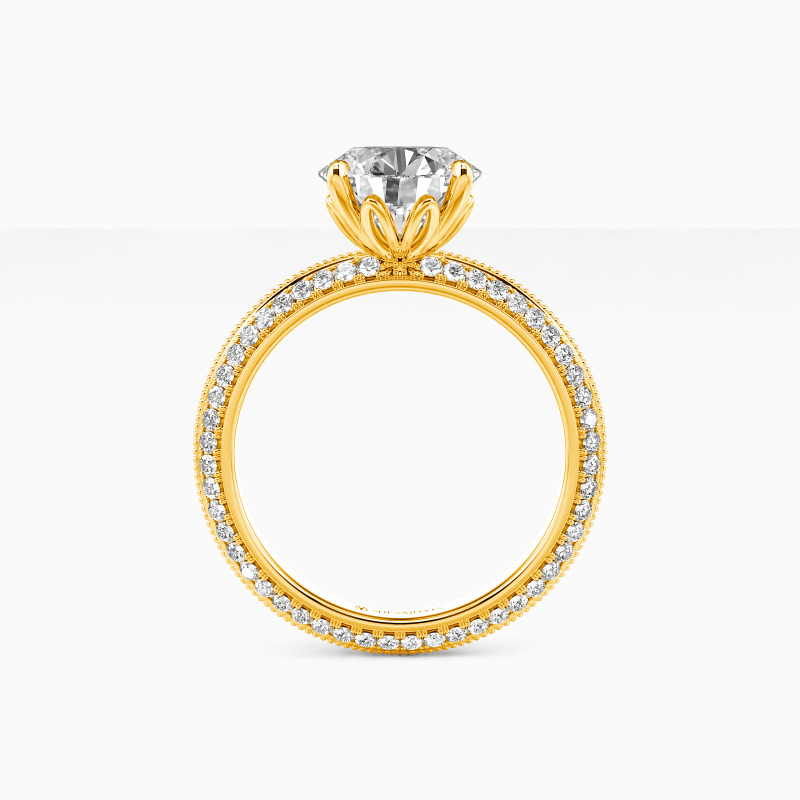 "Every Moment of Love" Round Cut Side Stone Engagement Ring