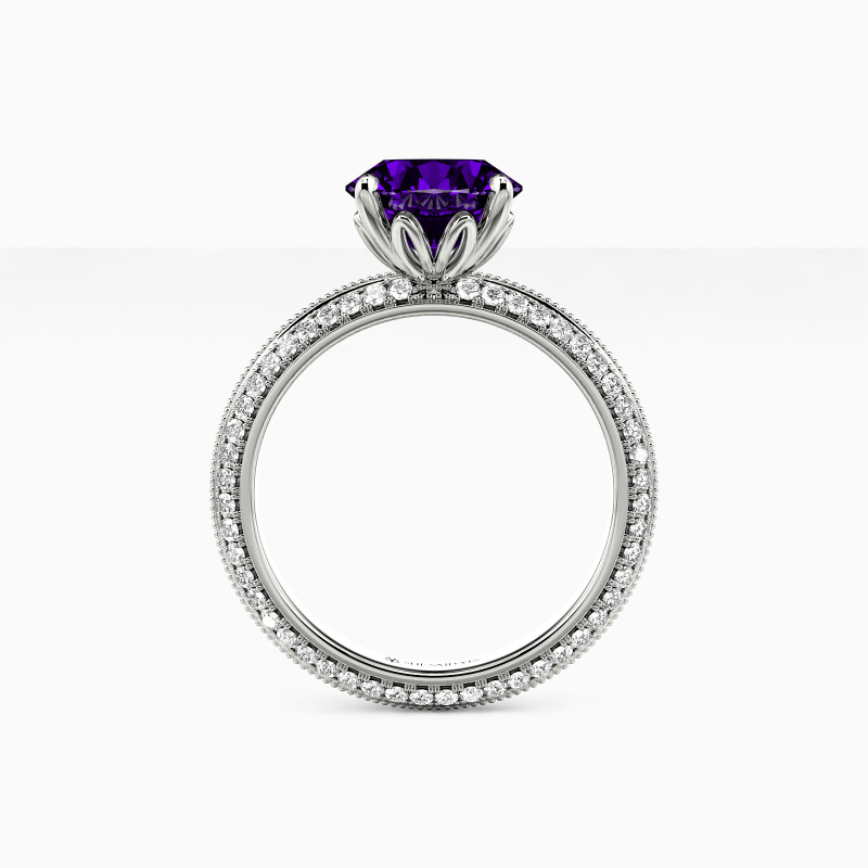 "Every Moment of Love" Round Cut Side Stone Engagement Ring