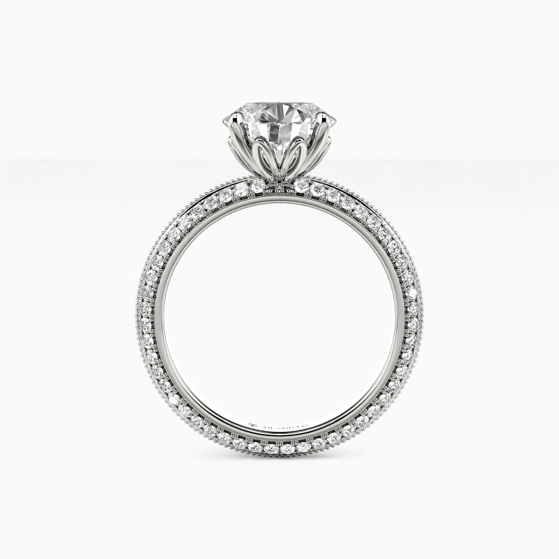 "Every Moment of Love" Round Cut Side Stone Engagement Ring