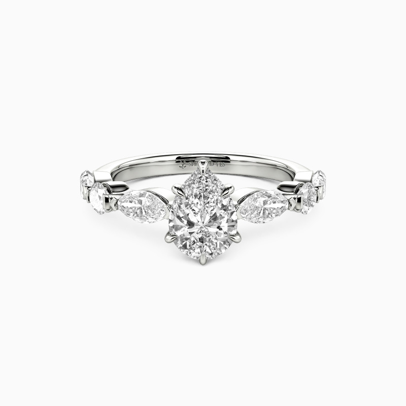 "Holy Promise" 0.8ct Pear Cut Side Stone Engagement Ring
