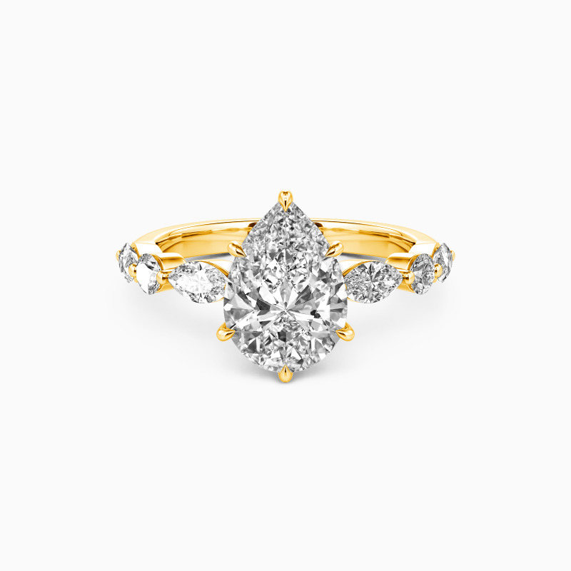 "Holy Promise" 2ct Pear Cut Side Stone Engagement Ring