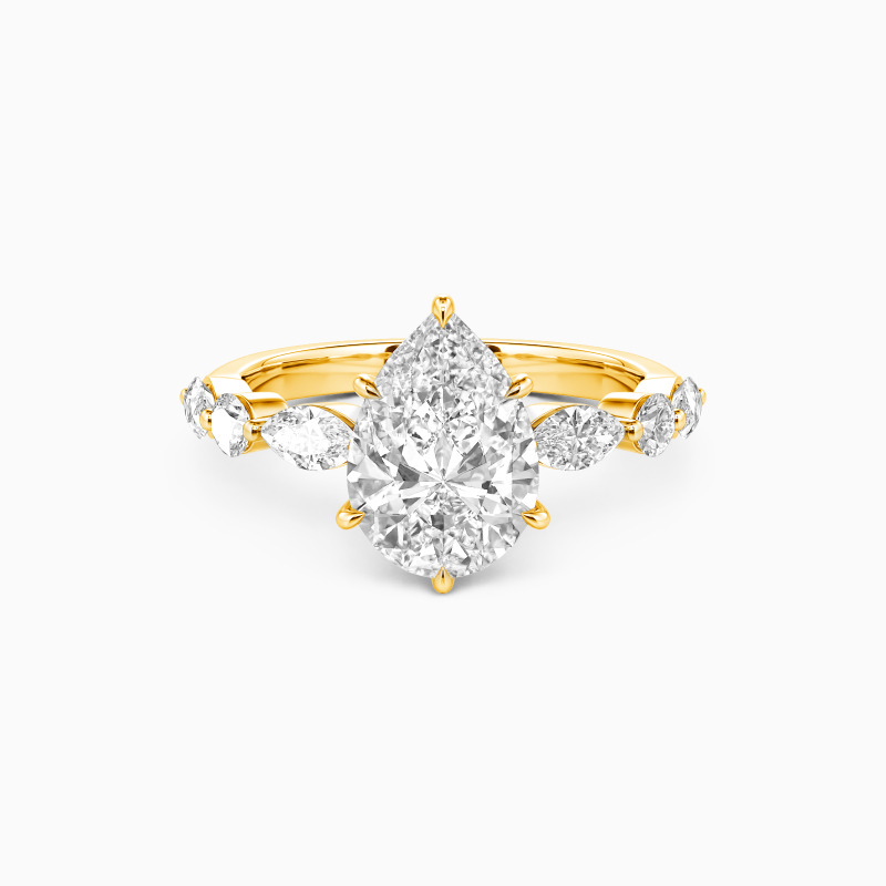 SHE·SAID·YES "Holy Promise" 2ct Pear Cut Side Stone Engagement Ring