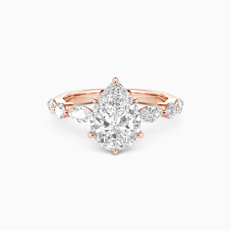 SHE·SAID·YES "Holy Promise" 2ct Pear Cut Side Stone Engagement Ring