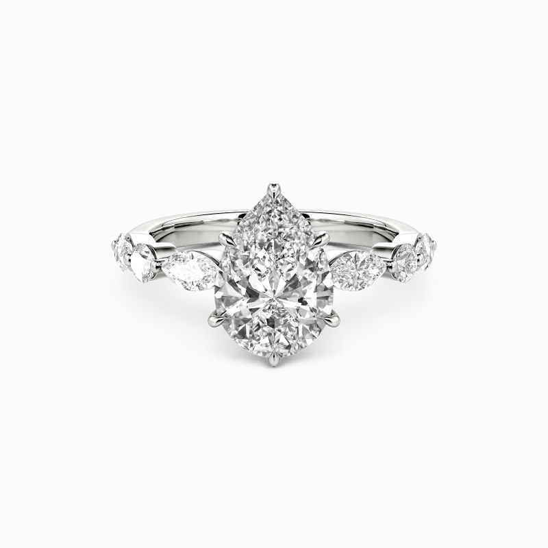 SHE·SAID·YES "Holy Promise" 2ct Pear Cut Side Stone Engagement Ring