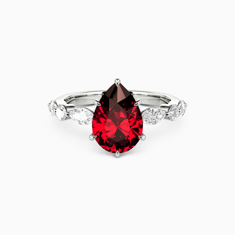 SHE·SAID·YES "Holy Promise" 2ct Pear Cut Side Stone Engagement Ring