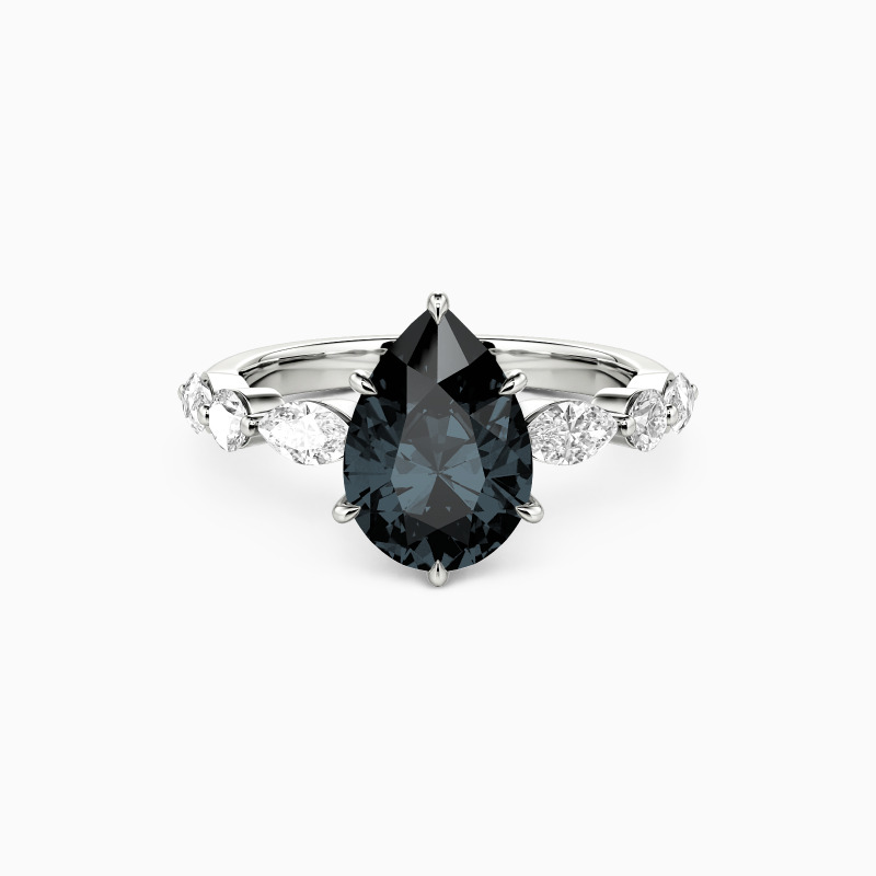 SHE·SAID·YES "Holy Promise" 2ct Pear Cut Side Stone Engagement Ring