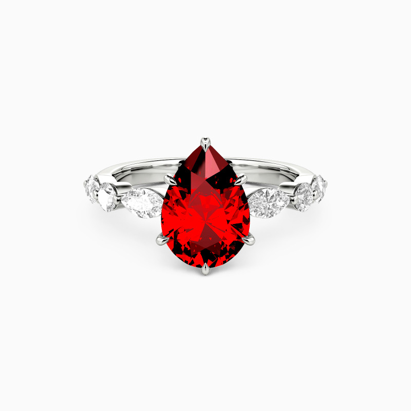 SHE·SAID·YES "Holy Promise" 2ct Pear Cut Side Stone Engagement Ring