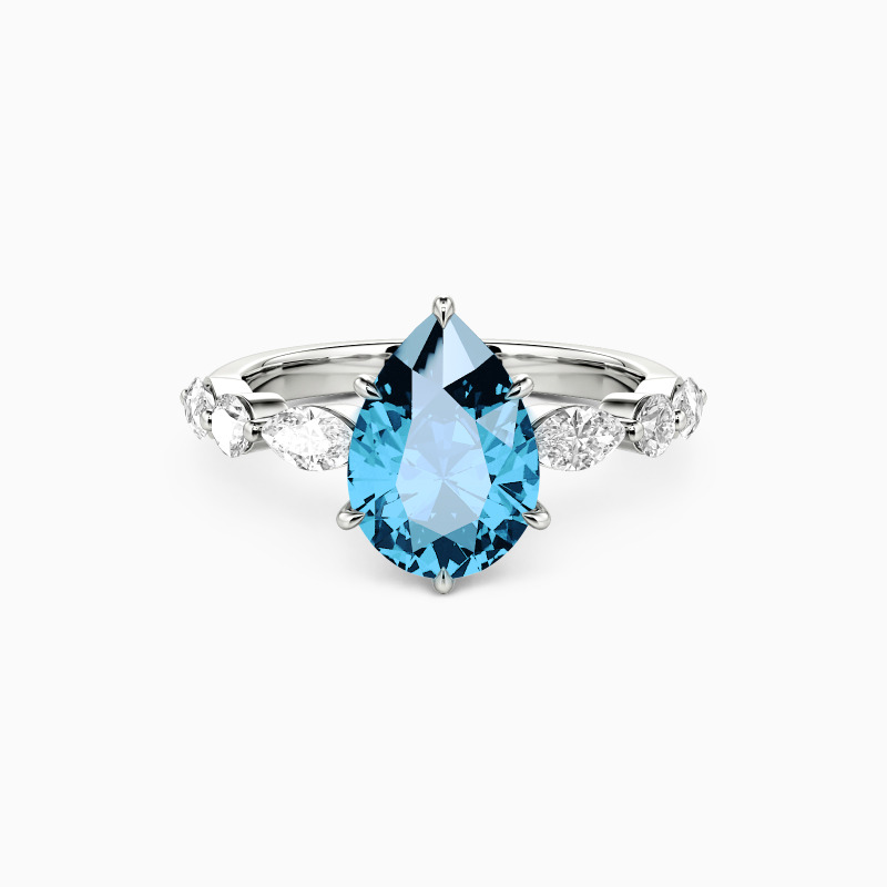 SHE·SAID·YES "Holy Promise" 2ct Pear Cut Side Stone Engagement Ring