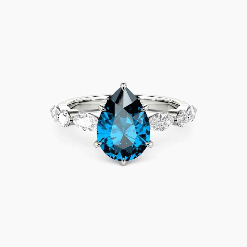 SHE·SAID·YES "Holy Promise" 2ct Pear Cut Side Stone Engagement Ring