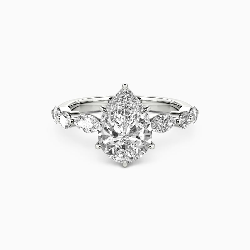 "Holy Promise" Pear Cut Side Stone Engagement Ring