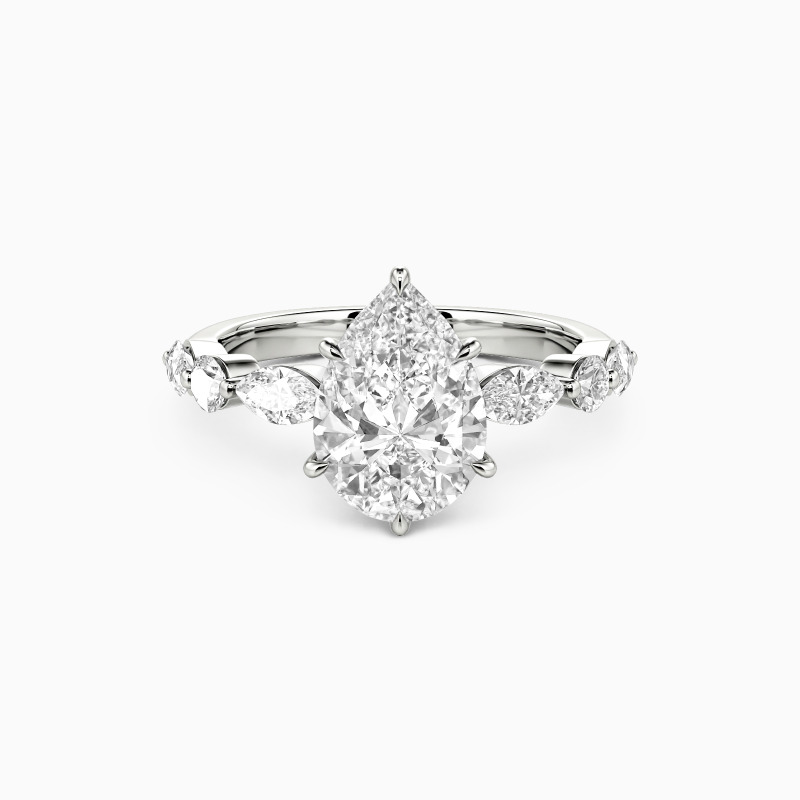 SHE·SAID·YES "Holy Promise" 2ct Pear Cut Side Stone Engagement Ring