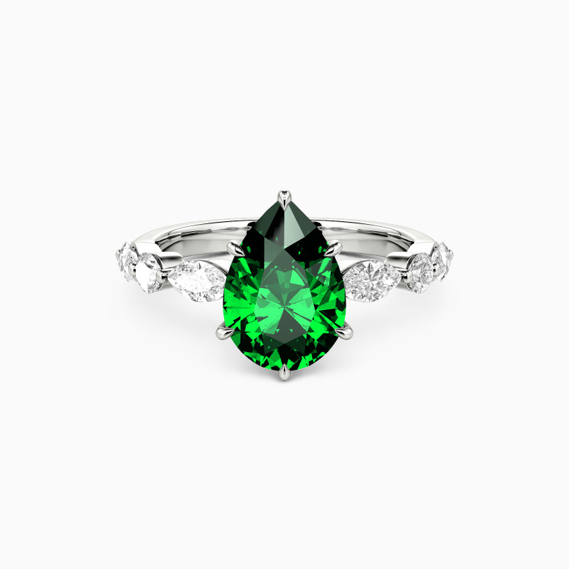 SHE·SAID·YES "Holy Promise" 2ct Pear Cut Side Stone Engagement Ring