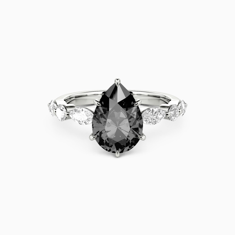SHE·SAID·YES "Holy Promise" 2ct Pear Cut Side Stone Engagement Ring
