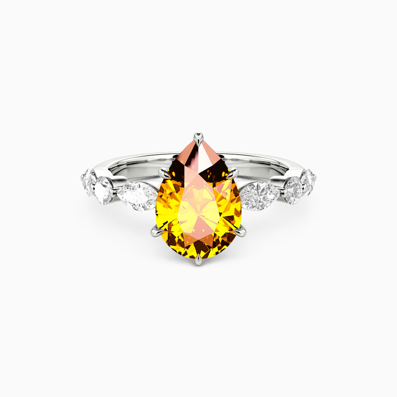 SHE·SAID·YES "Holy Promise" 2ct Pear Cut Side Stone Engagement Ring