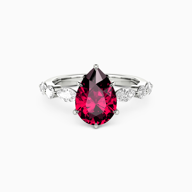 SHE·SAID·YES "Holy Promise" 2ct Pear Cut Side Stone Engagement Ring