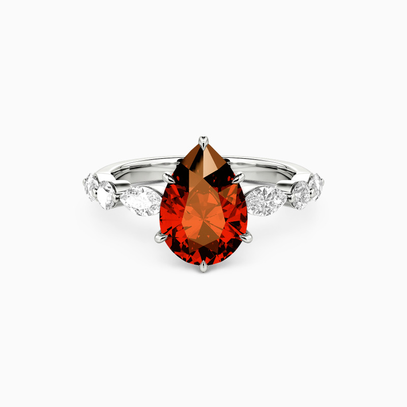 SHE·SAID·YES "Holy Promise" 2ct Pear Cut Side Stone Engagement Ring