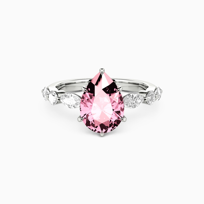 SHE·SAID·YES "Holy Promise" 2ct Pear Cut Side Stone Engagement Ring