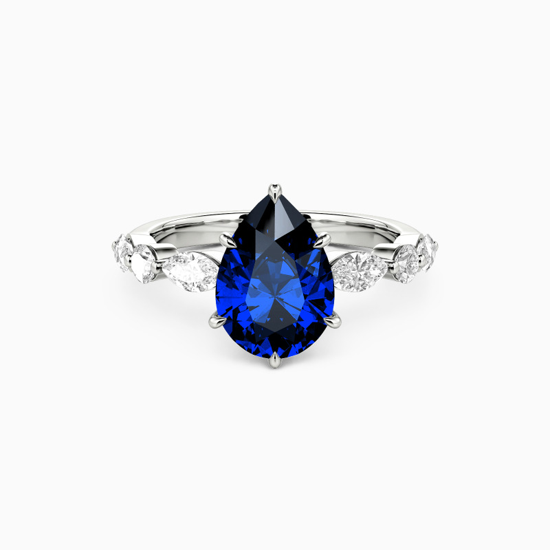 SHE·SAID·YES "Holy Promise" 2ct Pear Cut Side Stone Engagement Ring